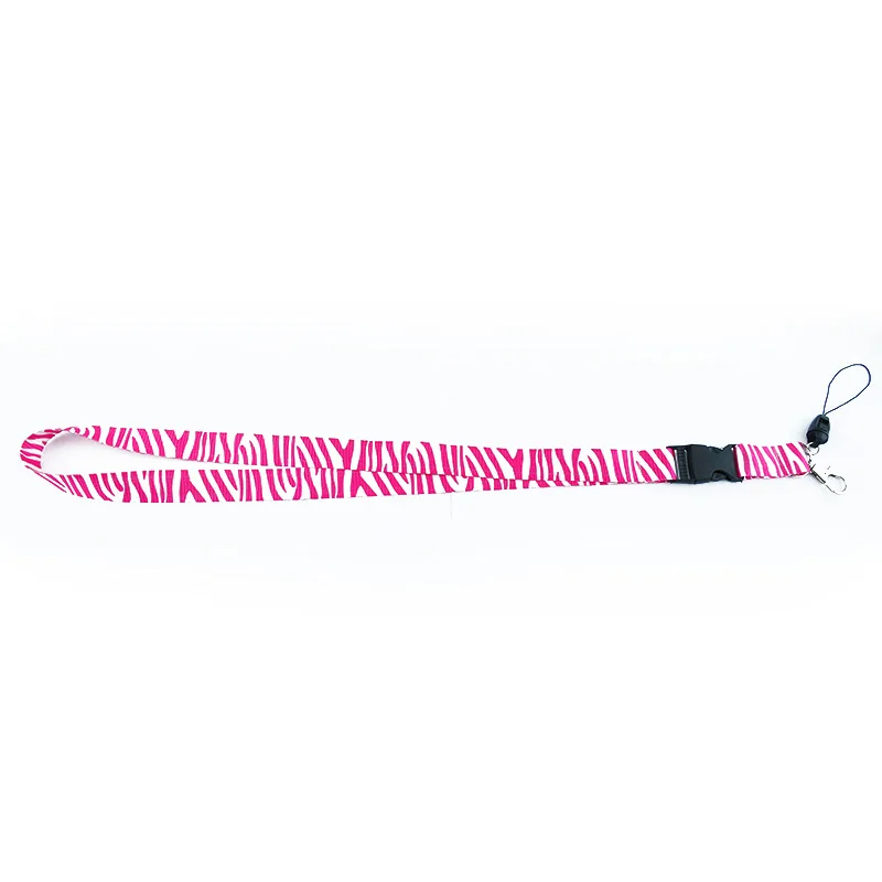 Hot Design Pink Zebra Lanyard Key Chain Necklace Polyester Mobile ID Holder Neck Straps 12pcs/lot-Free Shipping | Украшения и