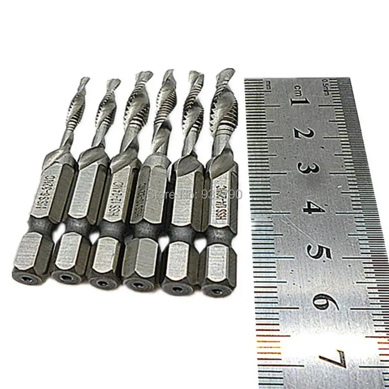 6pcs SAE Drill Tap Countersink Set Combination Deburr Bit 1/4&quot Quick Change Hex Kit Tapping Deburring Bits | Инструменты