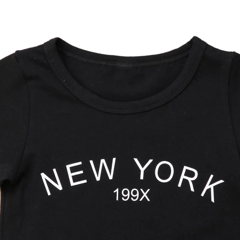 Children's Sets Summer Girls T-shirt Skirts Set New York Print Casual Camouflage Dress Clothes | Мать и ребенок