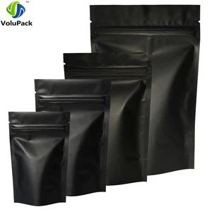 high quality 100pcs heat seal zip lock package bags aluminum foil mylar tear notch matte black stand up bag wholesale free global shipping