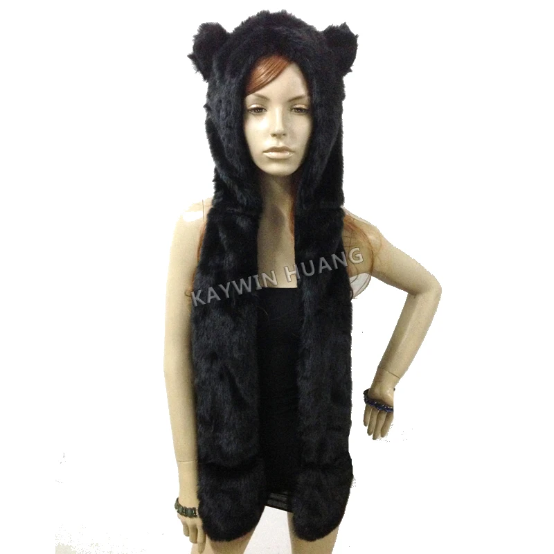 1 шт./лот зимняя качественная шапка с капюшоном из искусственного меха Crazy Cat