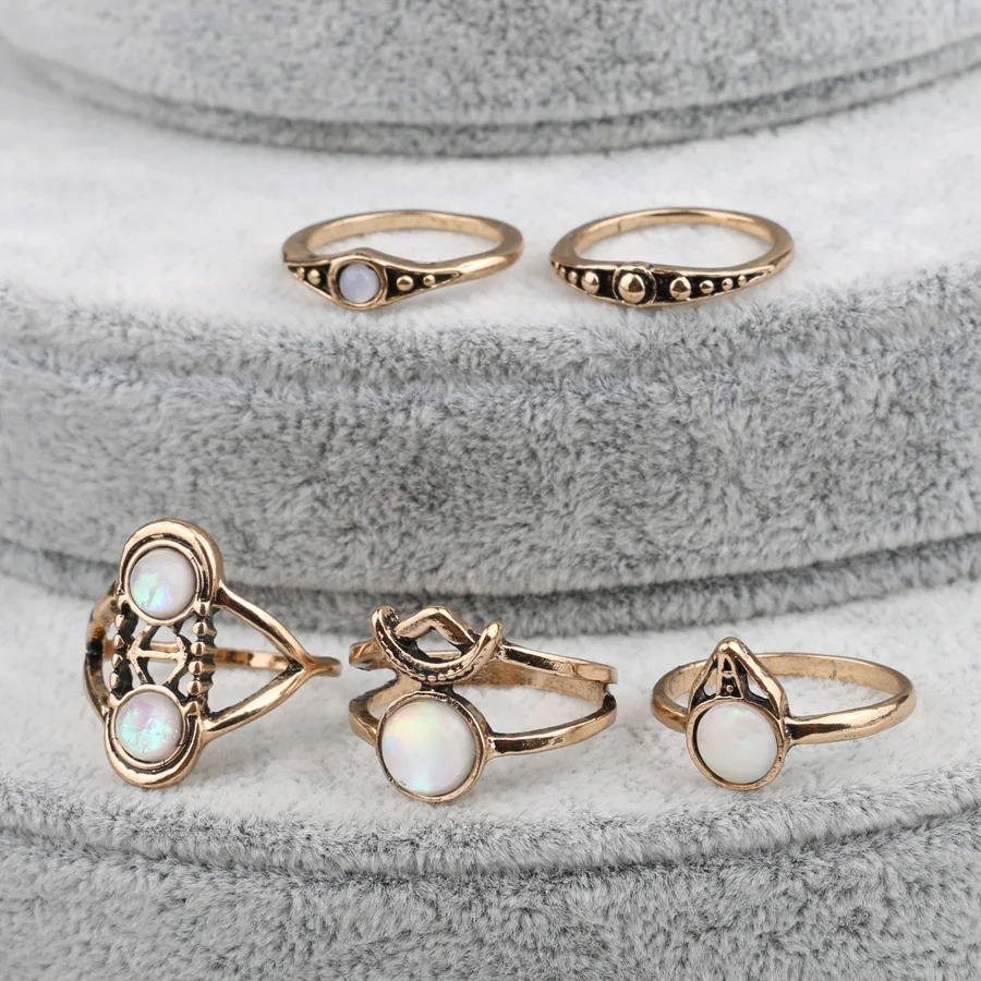 Лидер продаж 2017 модные кольца миди в старинном золотом цвете 5 шт./компл. 7 цветов