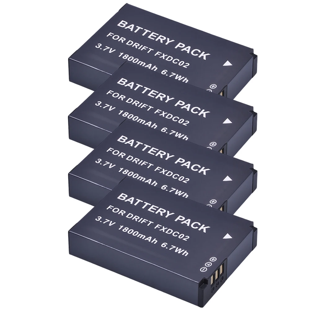 

4 PCS of 1800mAh High Quality Li-ion Replacement Batteries for Drift 72-011-00 FXDC02 CFXDC02 HD Ghost Ghost-S HD720