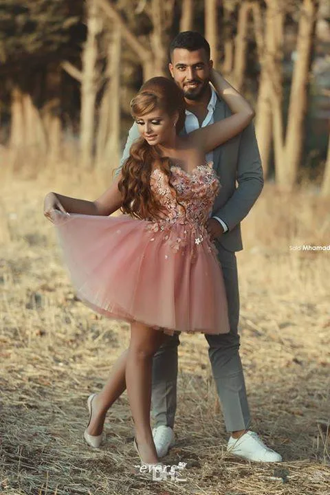 Розовые платья для встречи выпускников А силуэт сердечко тюлевые цветы