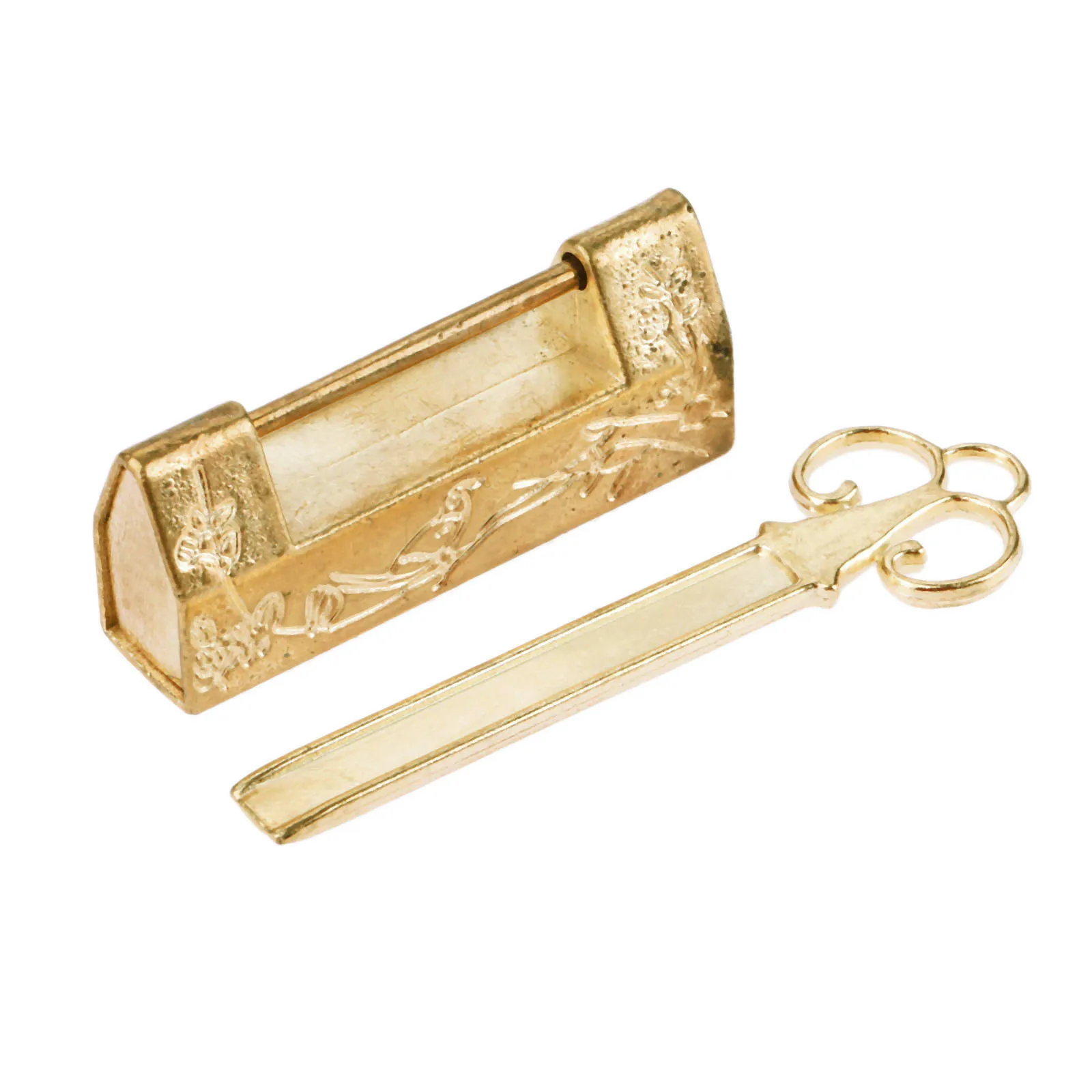 Китайский старинный античный золотой замок из цинкового сплава висячий для