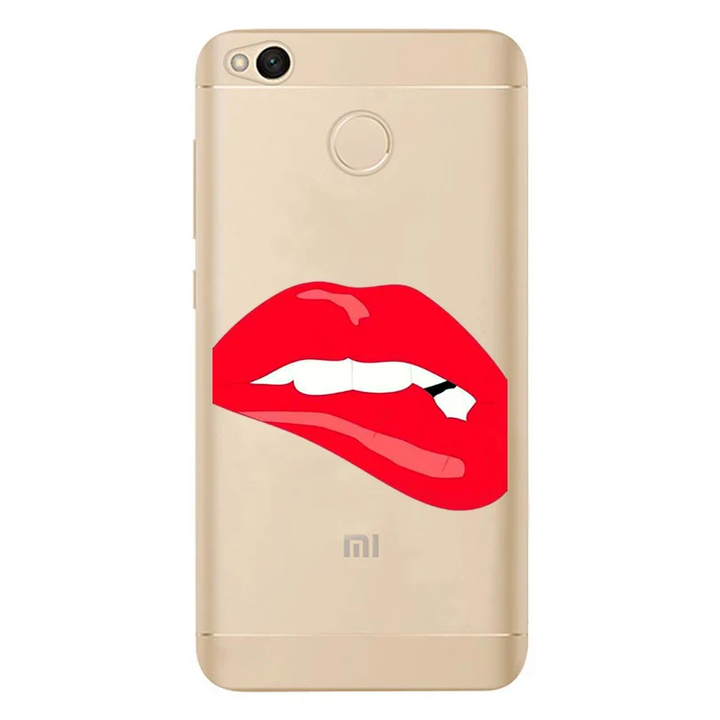 Для Xiaomi Redmi 4X Note 4 4A 3 милый ТПУ цветной мягкий красный чехол с рисунком губ Fundas для