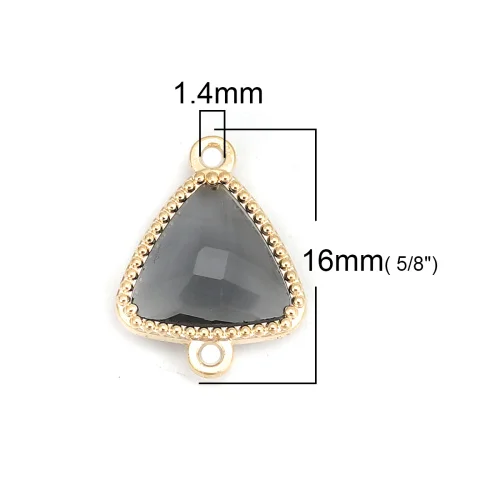 DoreenBeads медные и стеклянные соединители треугольные золотистые цветные граненые шармы 16 мм(5/") x 12 мм(4/8"), 5 шт - Цвет: 4