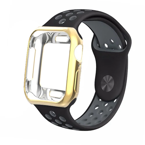 black gray 8 Чехол+ ремешок для apple watch band pulseira apple watch 5 4 3 band 44 мм/40 мм iwatch band cover 42 мм/38 мм correa ремешок для часов браслет - Цвет ремешка: black gray 8