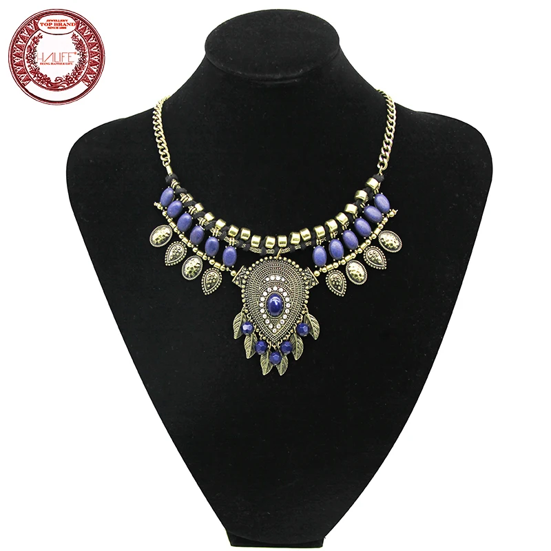 Halife марка богема стиль старинные лист шаблон себе ожерелье Форма вод падения