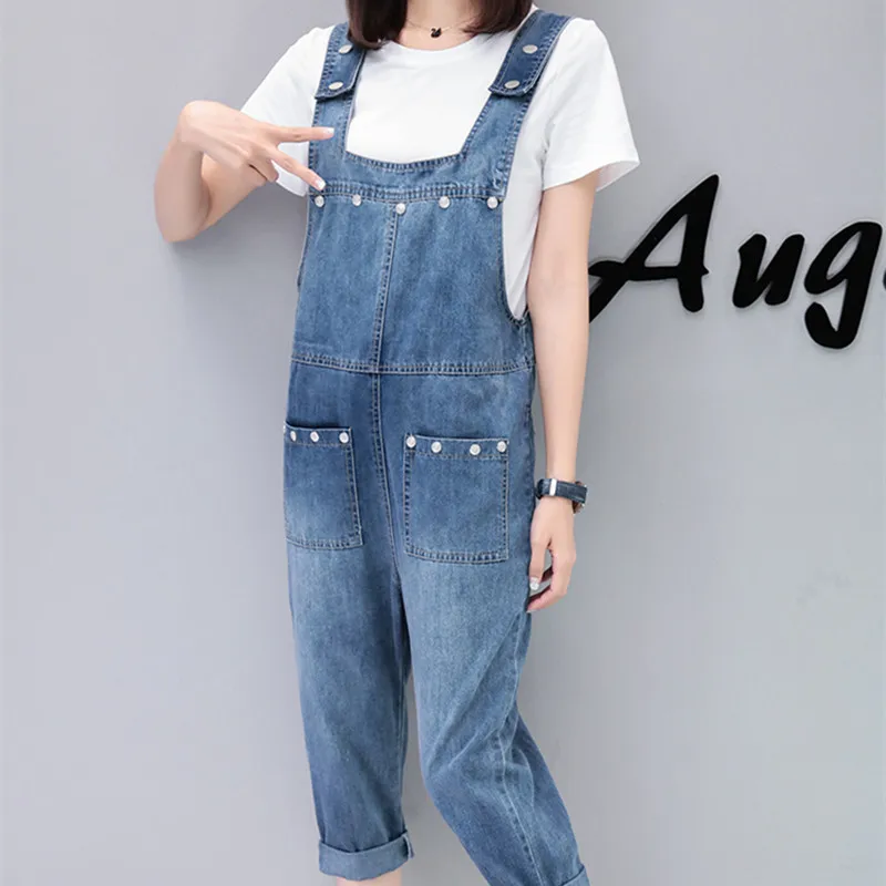 2017 Женская одежда без рукавов на пуговицах потертые джинсовые комбинезоны