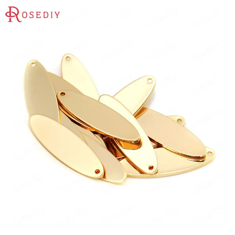 (34396)10PCS 9*27MM Hole 1MM 24K Gold Color Brass Long Oval Shape Charms High Quality Diy Jewelry Findings Accessories | Украшения и