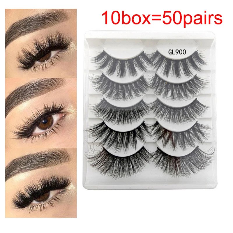 10box 50pairs 10 коробок = 50 пар натуральные накладные Искусственные ресницы длинный макияж 3d накладные ресницы из норки ресницы норки для женщин наивысшего качества - Цвет: 10box 50pairs