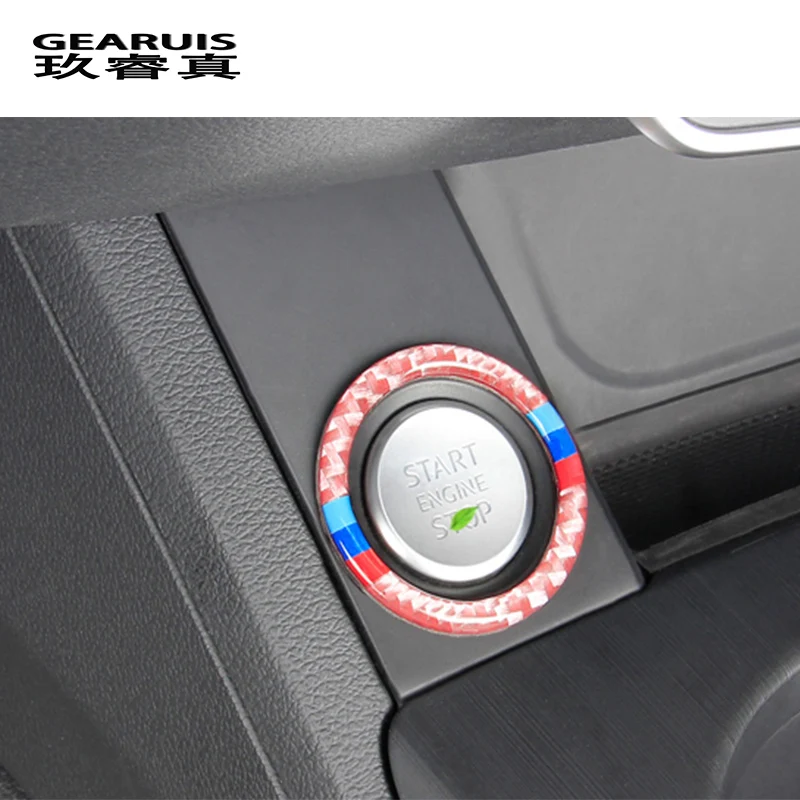 Автомобильный Стайлинг кнопка запуска наклейка из углеродного волокна для Audi A4 B9