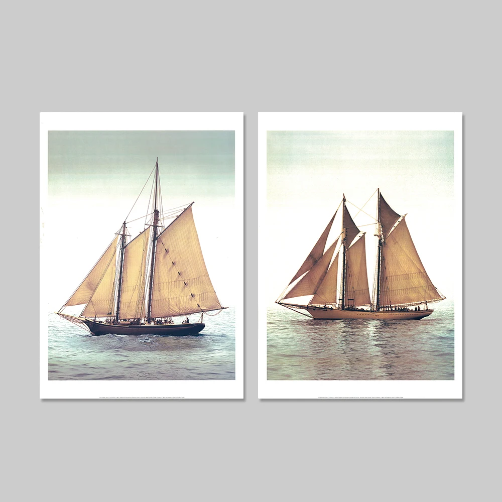 Парусник пейзаж холст искусство живопись скандинавский стиль детская комната