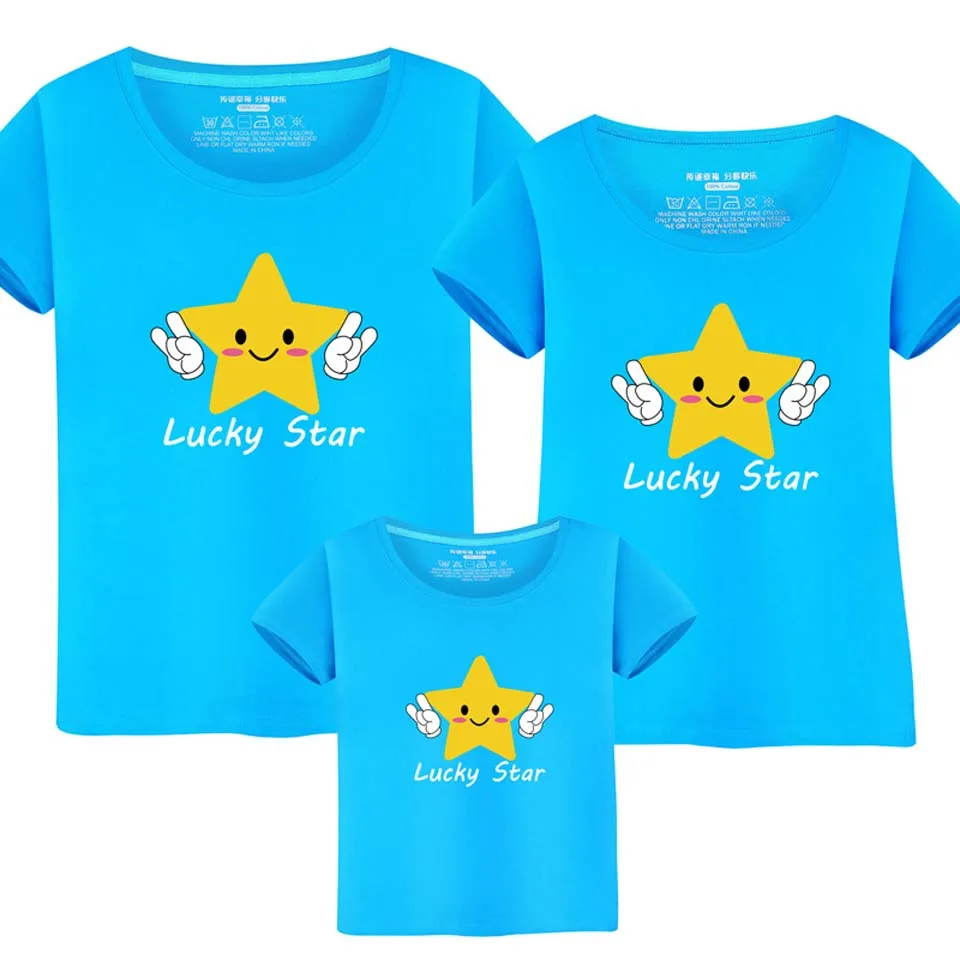 2018 одежда для Отца и Сына футболка с рисунком счастливой звезды мамы ребенка