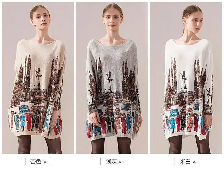 

2018 New Autumn Casual Women Sweaters Clothes Regular Sleeve Pullover Print O-Neck Pullovers Thin Loose Sweater Clothing Fashion