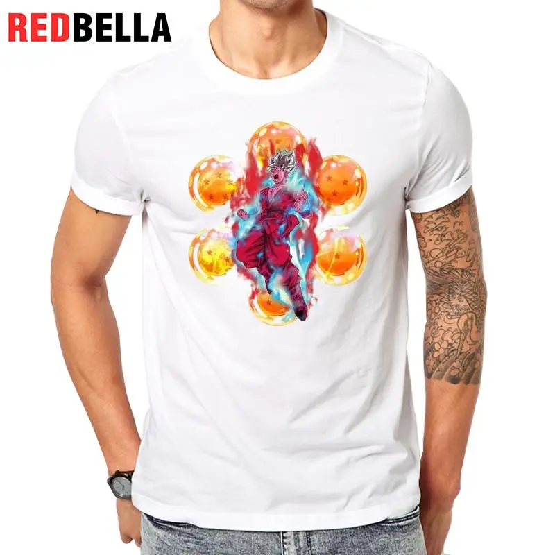 REDBELLA Clothing Man Harajuku Dragonball 3D Superman Saiyan Cartoon Retro Japan Comics Daily T Shirt Tees 100% Cotton O Neck | Мужская