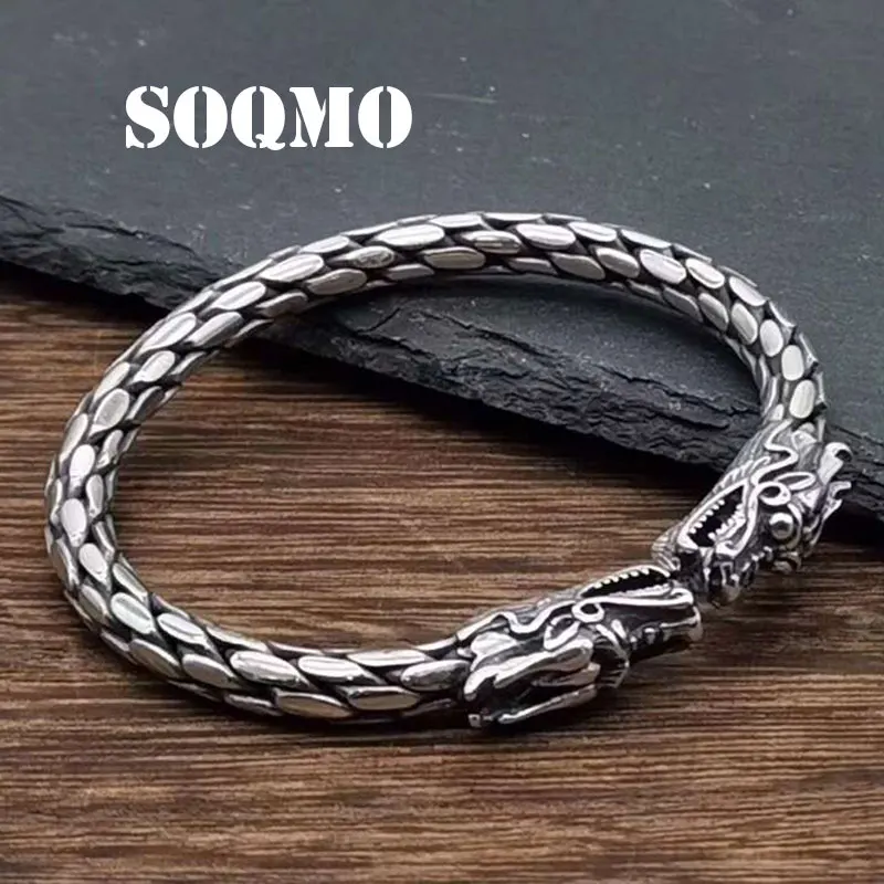 SOQMO оригинальный телефон Серебряный двойной дракон регулируемый браслет Мужской