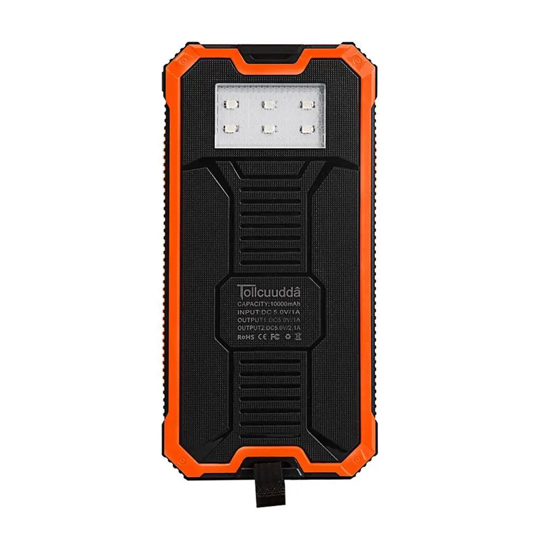 10000 мАч Солнечный внешний с двумя USB аккумулятор светодиодный фонарик зарядное