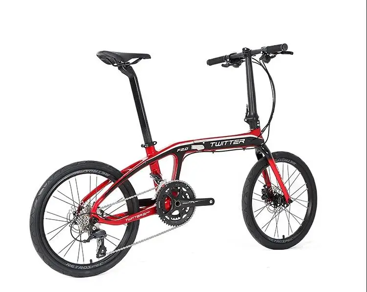 F2.0 углеродное волокно складной велосипед BMX 20 дюймов 16 скоростей 18 скоростей двойной дисковый тормозной светильник портативный велосипед