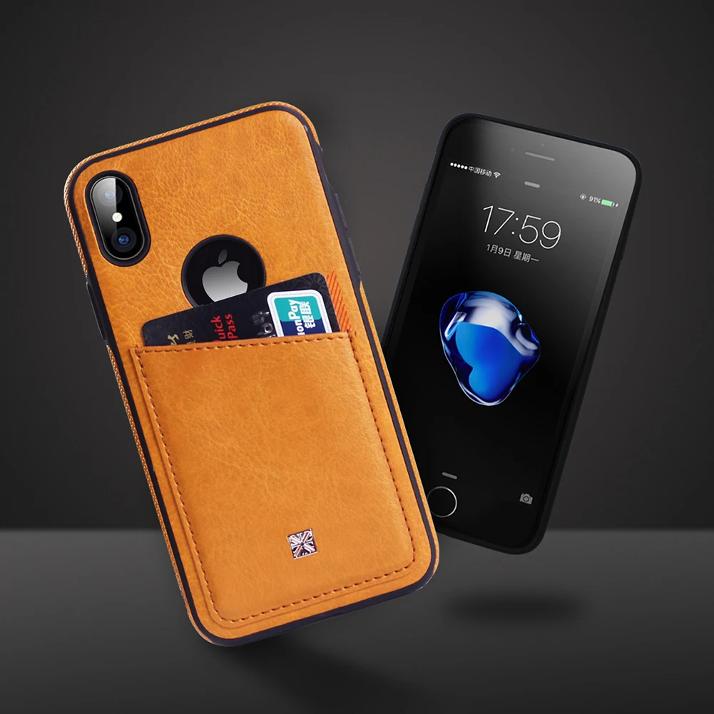 Leather Card Pocket Phone Case for iPhone X XS MAX XR Shockproof Retro Soft PU Book Storage Shell 7 8 Plus |