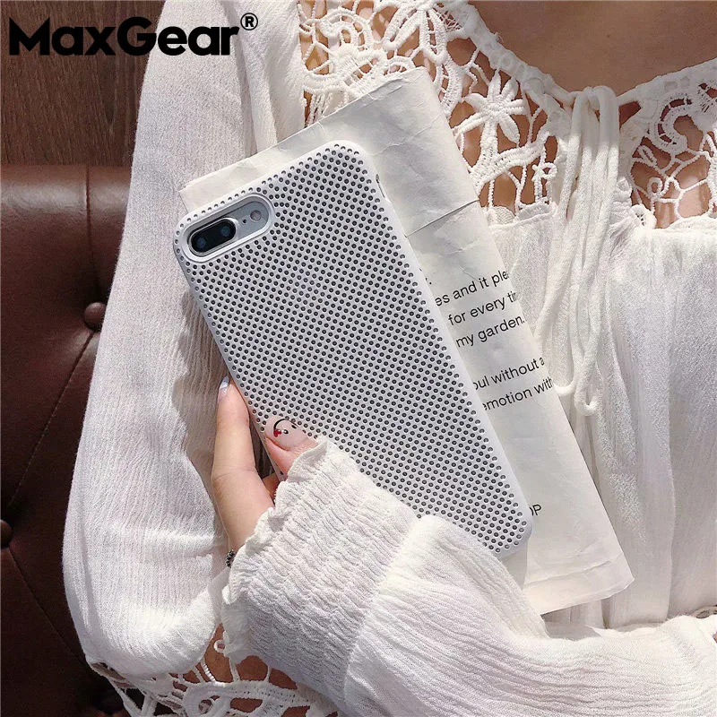 MaxGear Cooling Breathing Mesh Case for iPhone X XR 7 8 6S Plus Phone Cases Liquid Silicone Heat Dissipation XS Max Back Cover | Мобильные