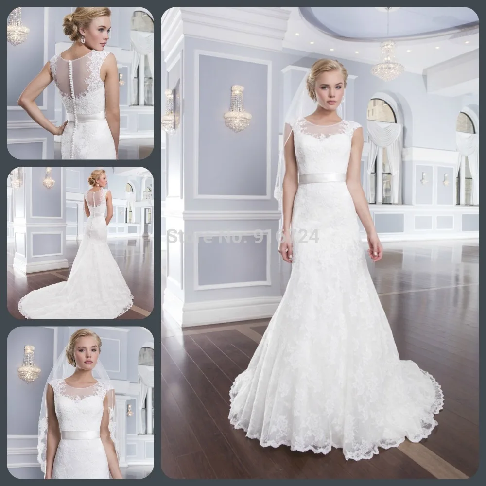 2015 Труба Кружева Weddingdress bridalgown обратно покрыты кнопки Застежки Молнии Белого