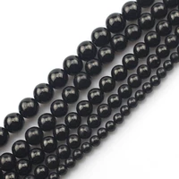 round natural jet beads natural gemstone beads diy loose beads for jewelry making strand 15 wholesale
