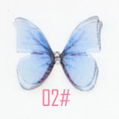 COLOR 02 20 шт двухслойные прозрачные бабочки 3D органза Бабочка ж/Стразы для Чокер "сделай сам", ожерелье, заколки для волос, вечерние украшения - Цвет: COLOR 02