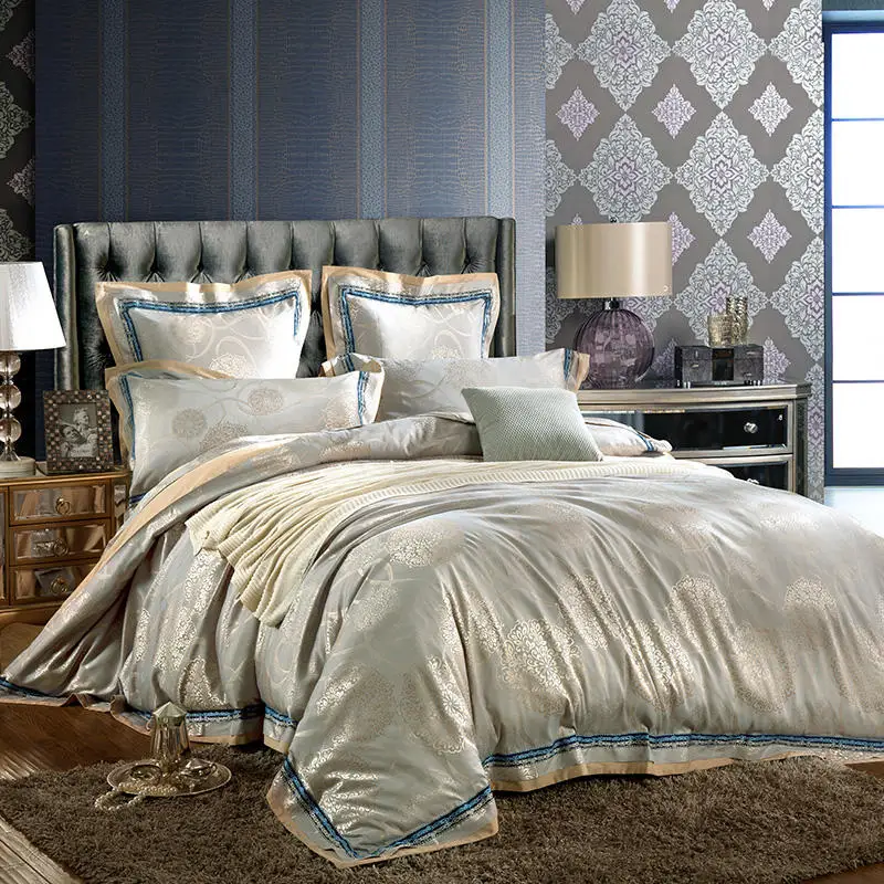 Пейсли Цветочный атласный жаккардовый шелковистый пододеяльник набор роскошный