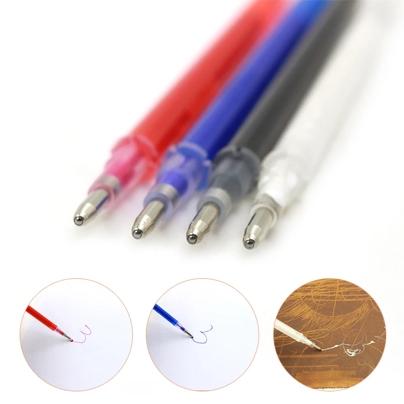 10Pcs Erasable Refill Pens High Temperature Disappearing Fabric Marker Pen for Patchwork Fabric PU Leather Mark Sewing Tool