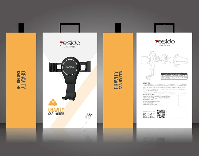 Yesido C36 гравитационный датчик Автомобильный держатель для телефона Вентиляционное крепление подставка автомобильный держатель для телефона Универсальная автомобильная Поддержка Держатель