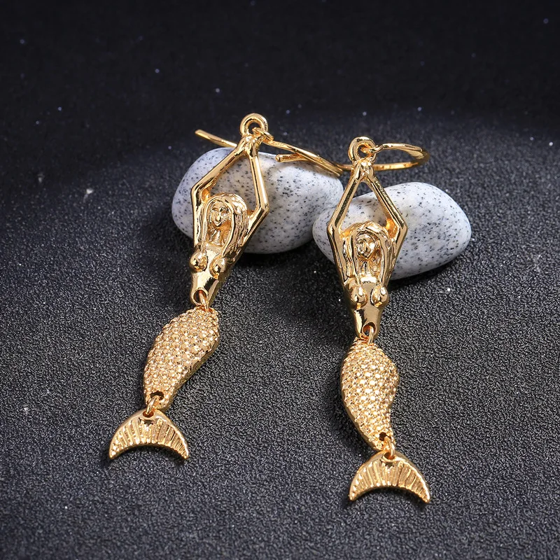 Женские Элегантные креативные длинные хипстерские серьги с русалочкой Z093 |