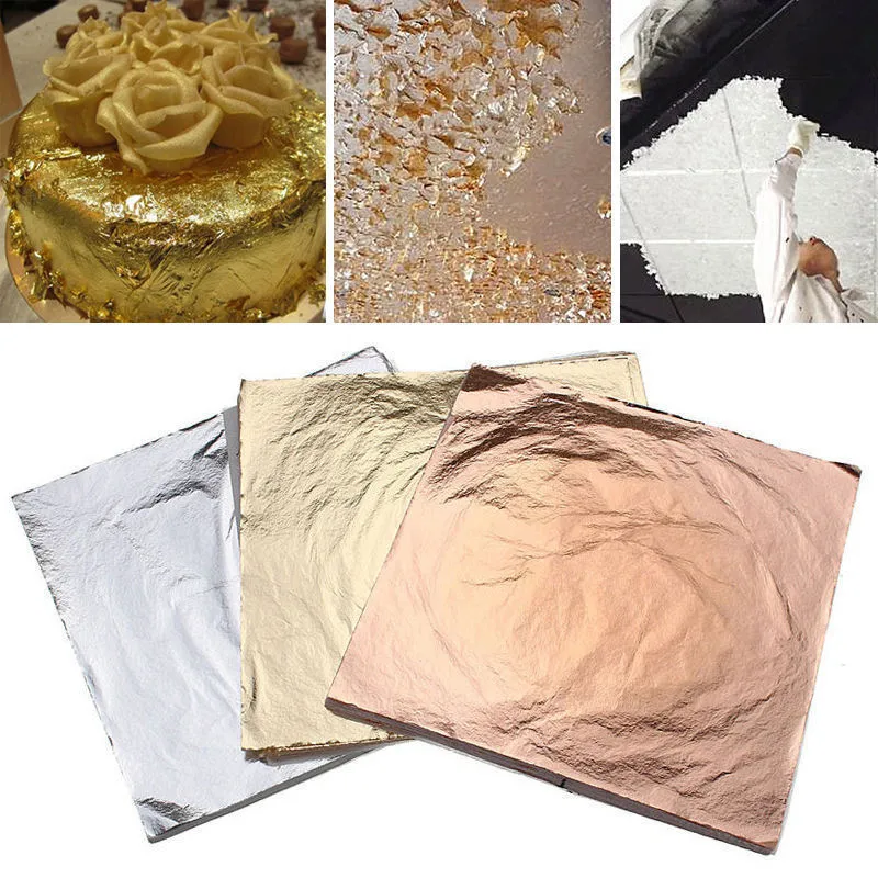 Eatingbiting (R) 100 листов имитация цвета: золотистый серебристый Медь листьев Фольга