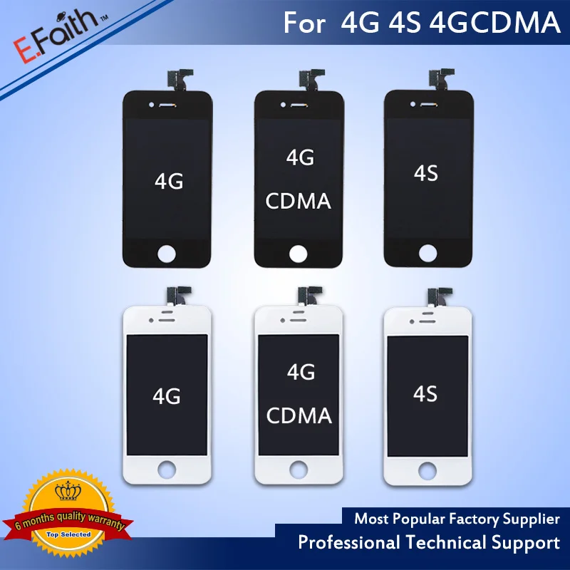 50 шт./лот без битых пикселей AAA качество ЖК экран для iPhone 4 4G 4S CDMA дигитайзер в сборе