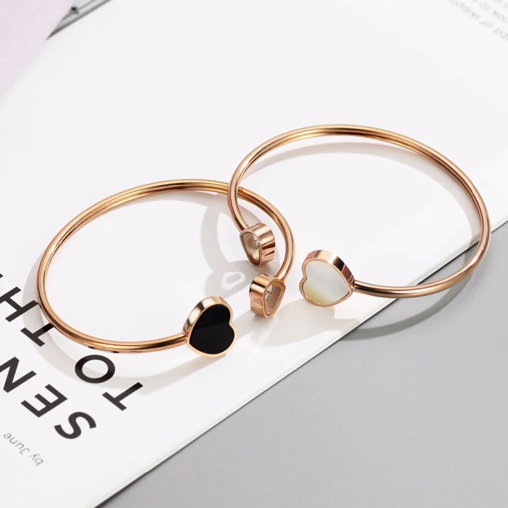 Neoglory браслеты и из нержавеющей стали с сердечком розового золота для женщин