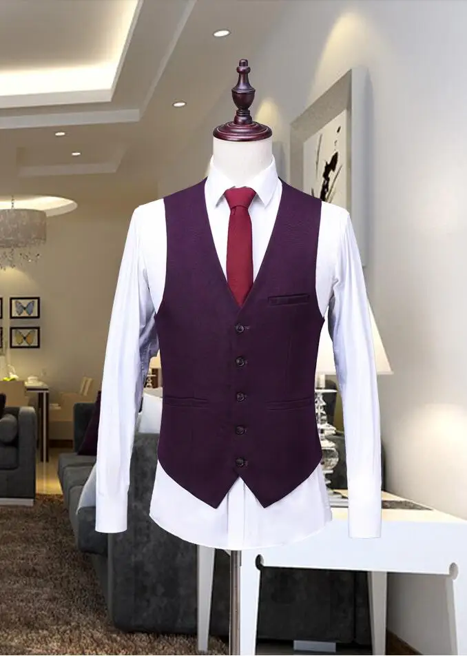 2018 новый фиолетовый красный мужчин костюм жениха Slim Fit Свадебные лучший мужчина
