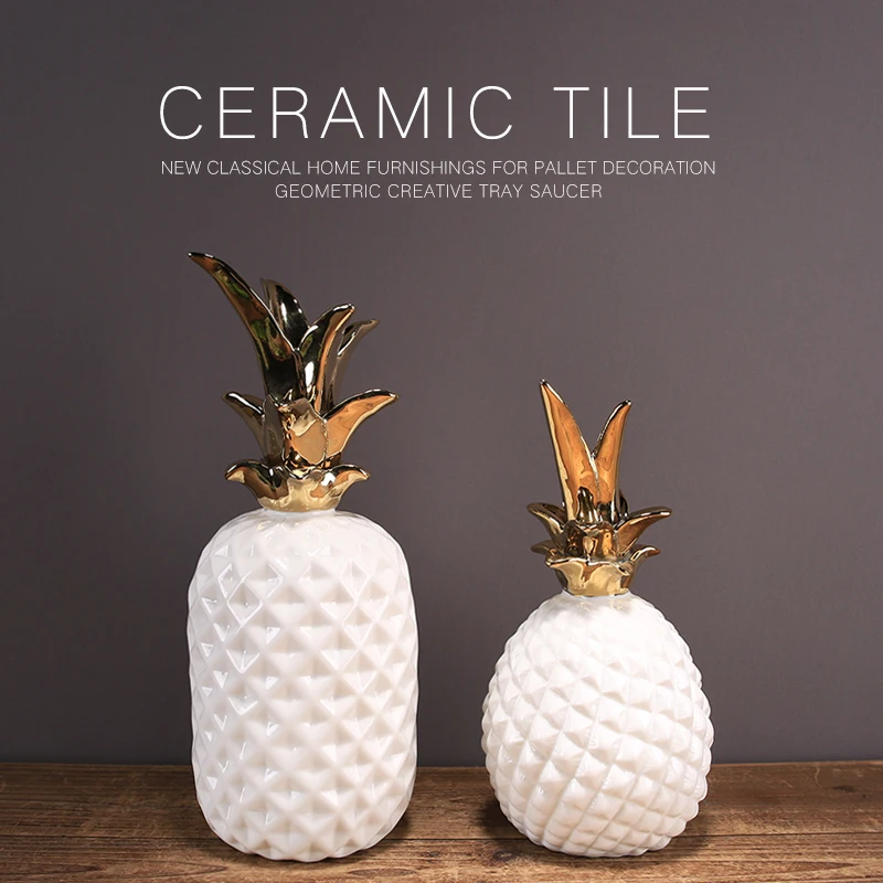 

big white ceramic simulation abstract pineapple statue home decor crafts room decoration objects Showcase porcelain figurines