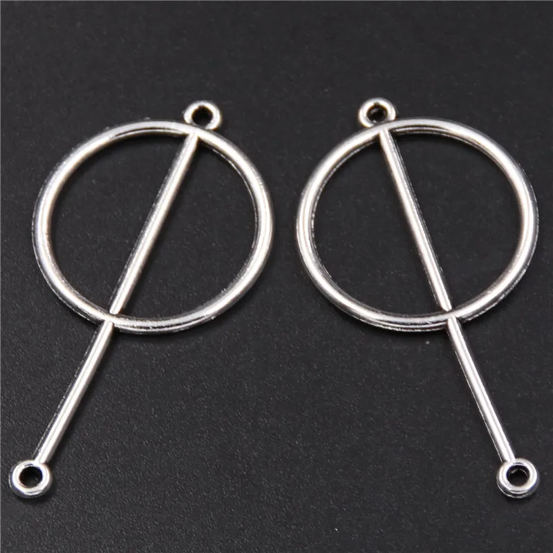 

15pcs Silver Plated Ring and Long Needle Geometric Figure Alloy Pendant Bracelet Earring DIY Charm Metal Jewelry Making 47*25mm