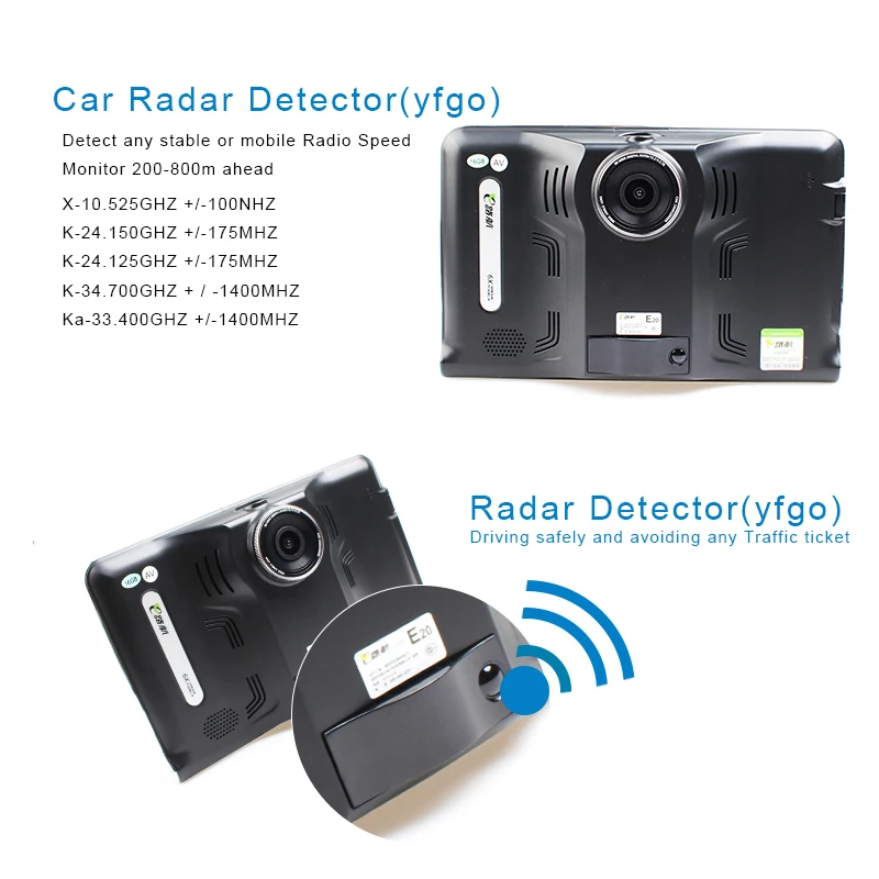 Iaotugo 7 &quotAndroid GPS Антирадары навигатор DVR 4 ядра 512 М 16 г AV-в Wi-Fi 170 градусов Камера