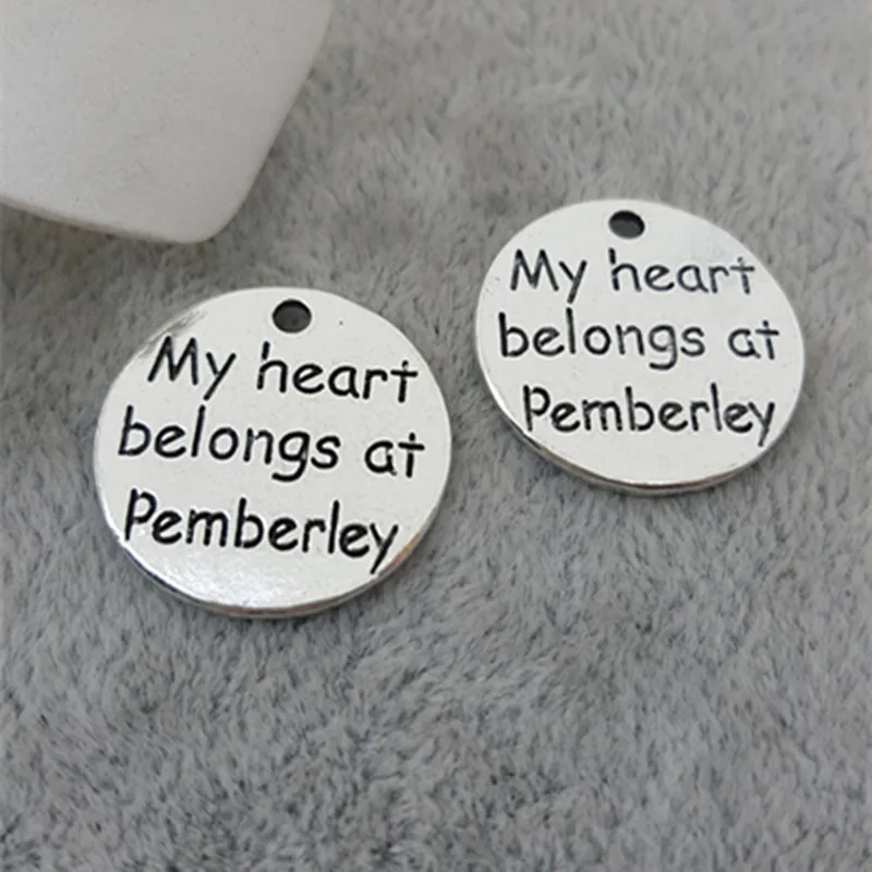 

20 шт./лот 25 мм старинная надпись «My heart Are at Remberley charms» Подвеска Аксессуары для браслета Сделай Сам Изготовление ювелирных изделий