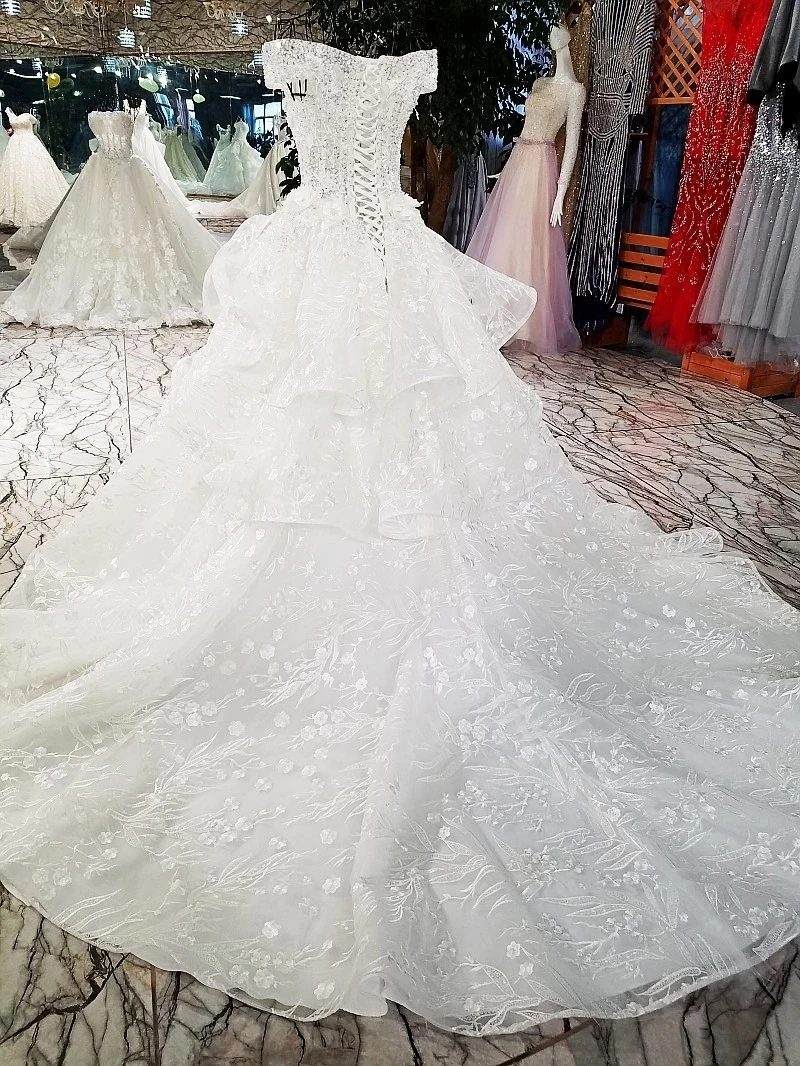 Robe De Mariee многослойная юбка с вырезом лодочкой и коротким рукавом роскошное