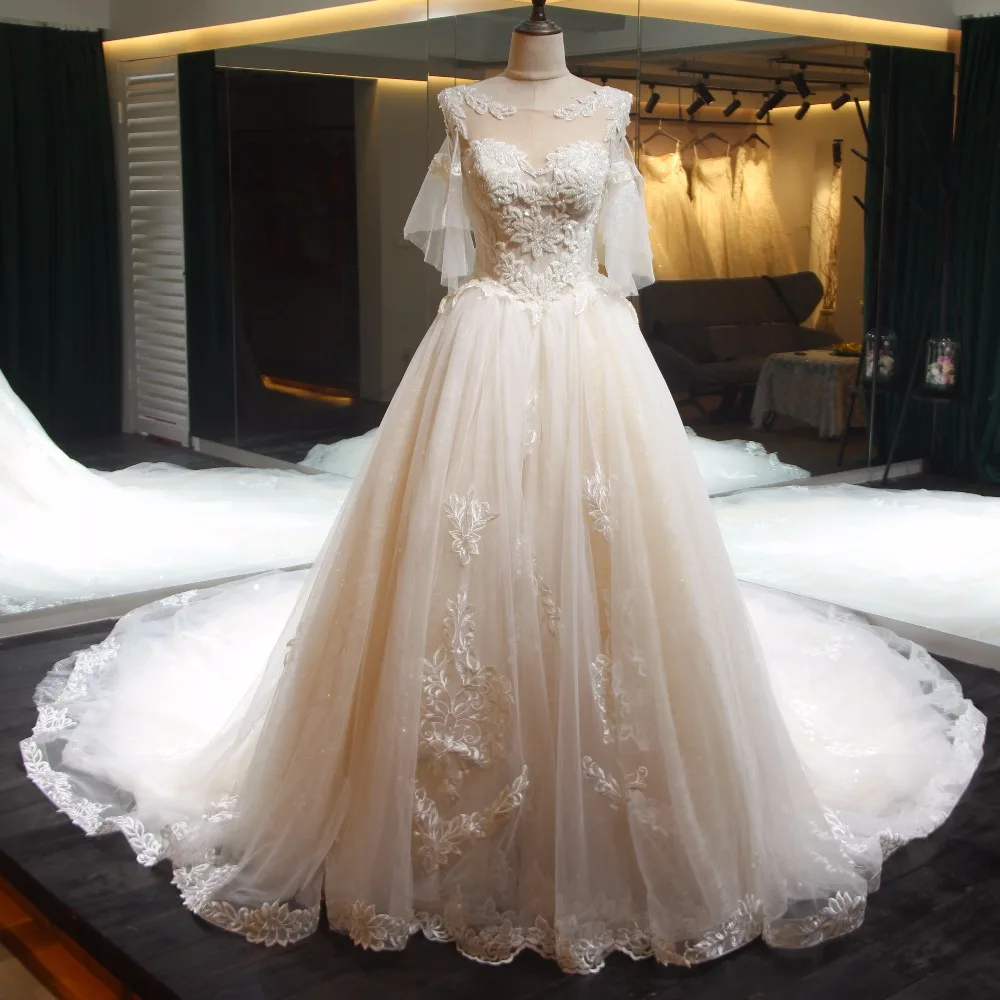 Vestidos de novia Новые Романтические свадебные платья 2018 роскошное кружевное фатиновое