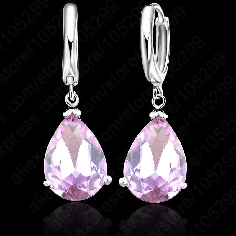 Классические женские серьги подвески в виде капли воды из циркона с кристаллами