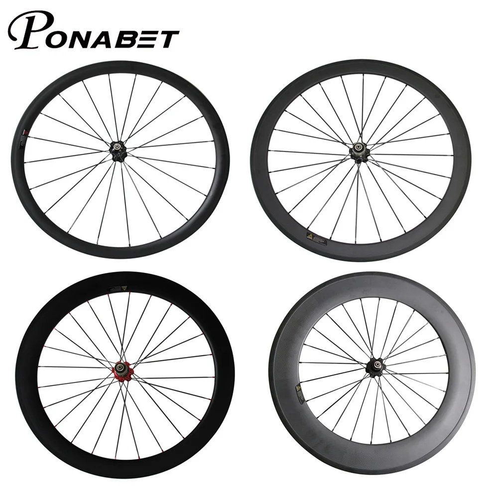 PONABET 700C полностью Углеродные колеса 24 мм/38 мм/50 мм/60 мм/88 мм карбоновые