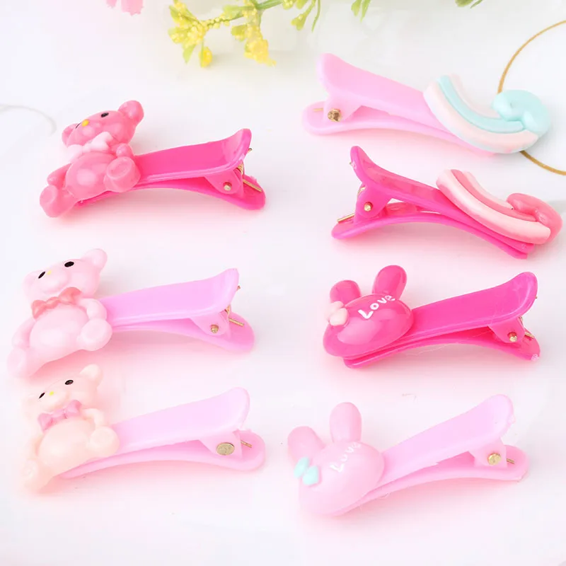 QC New Colorful Resin Baby Hairpins Bear Rabbit Ear Cute Brarette Children Hair Accessories Protect Well Lovely Clip | Детская одежда и