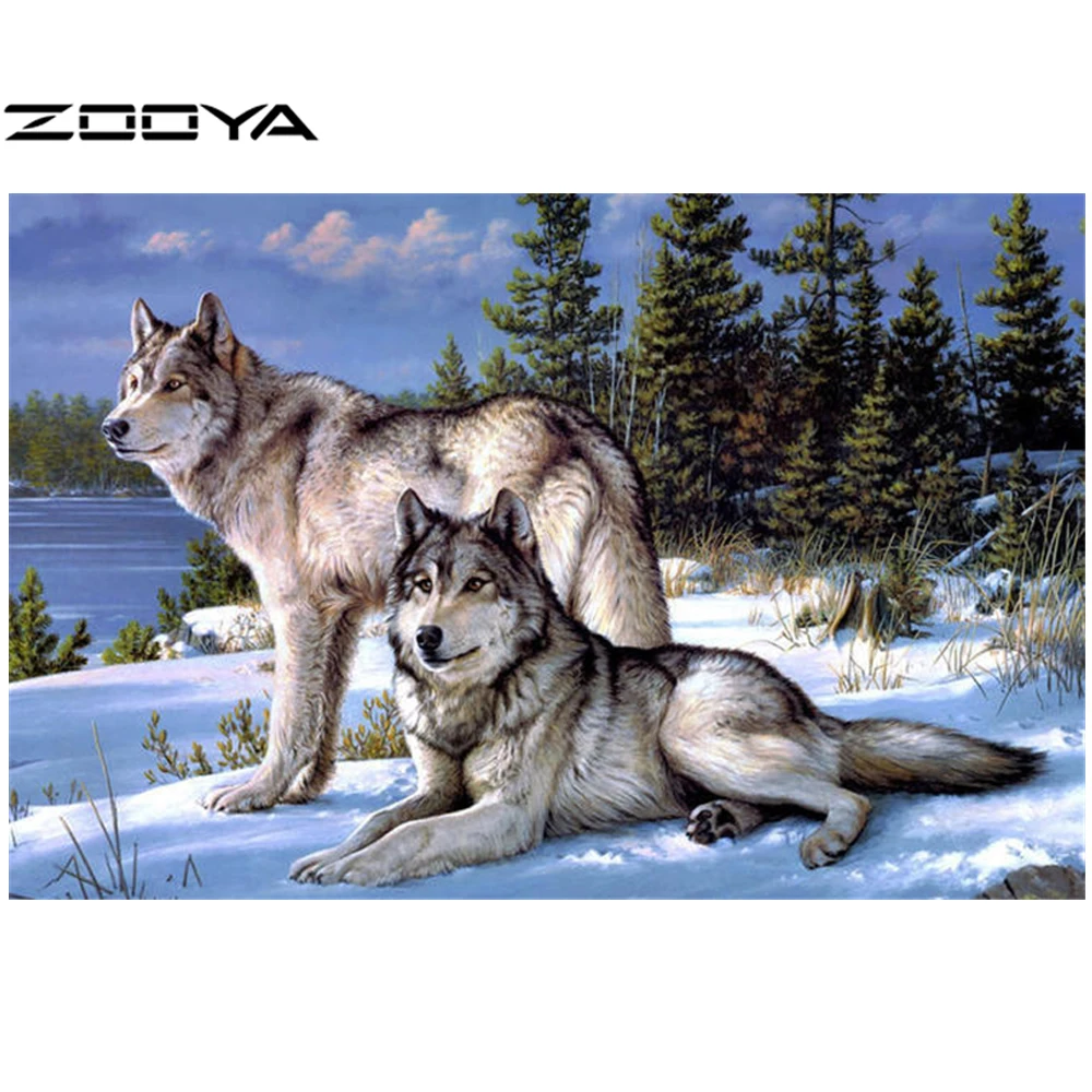 Алмазная вышивка бриллиантовая фотография искусственное животное волк сделай