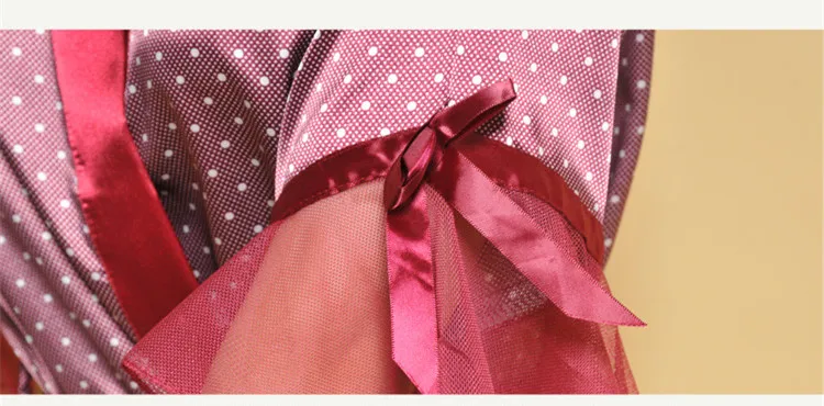 Женское ночное белье кимоно халат в горошек весна-лето сексуальный шелковый