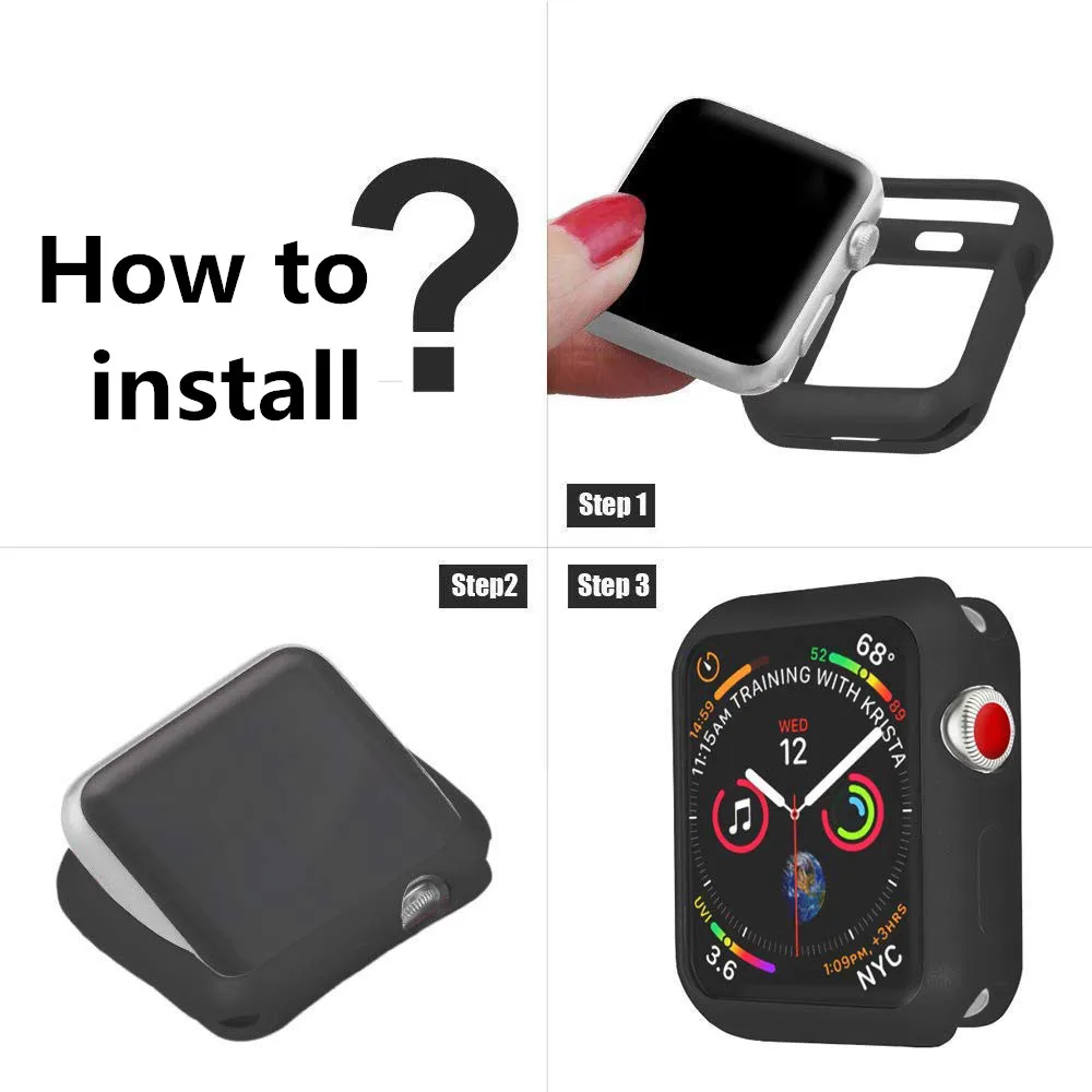Мягкий силиконовый чехол для часов JANSIN с сопротивлением падению для Apple Watch 44 мм 40 мм серия 4 Защитная крышка для экрана для iWatch Series 4