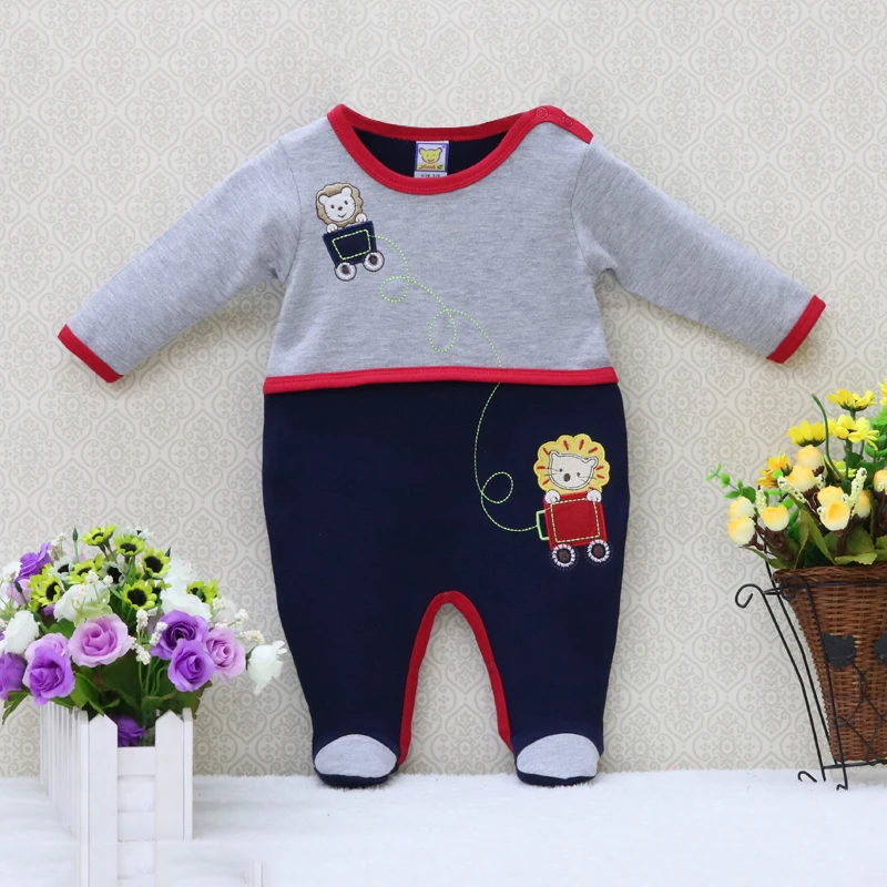 Little Q New Style Pure Cotton Newborn O-Neck One Piece Romper Autumn and Spring Boys Thin Baby Clothes Fashion Toddler Clothing |